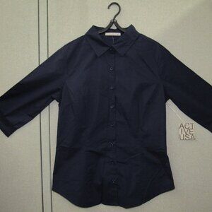 Active USA Womens 3/4 Sleeve Button-Down Shirt
